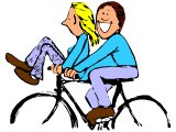 Two riding a bike